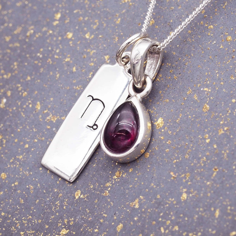 Zodiac Capricorn and January Birthstone Necklace - Sterling silver garnet Necklace - January birthstone jewellery by Australian jewellery brands indie and harper