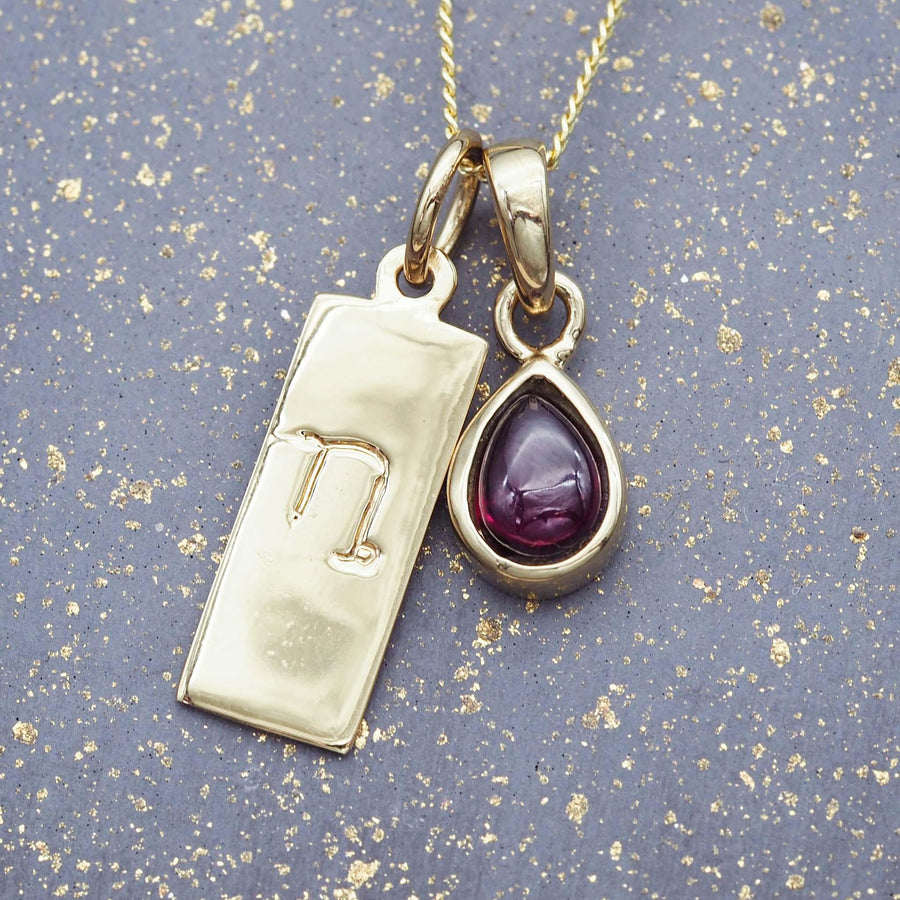 Zodiac Capricorn and january Birthstone Necklace - gold garnet Necklace - January birthstone jewellery by Australian jewellery brands indie and harper