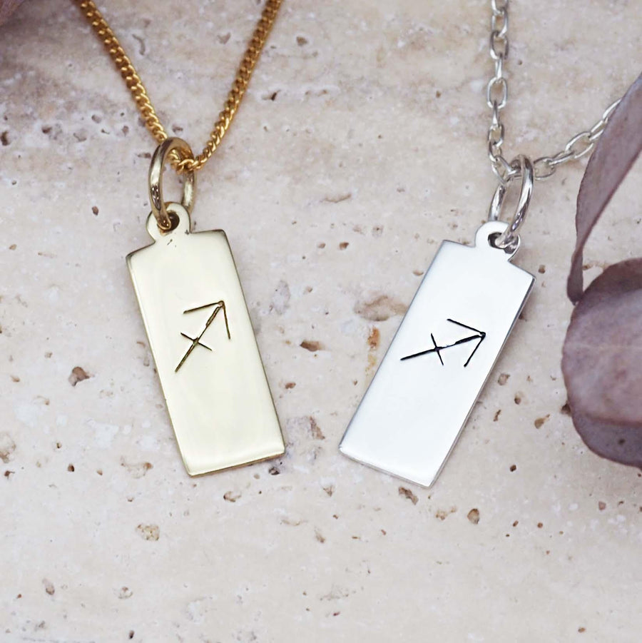 sagittarius zodiac necklaces in gold and sterling silver - womens jewellery by Australian jewellery brands online indie and Harper 