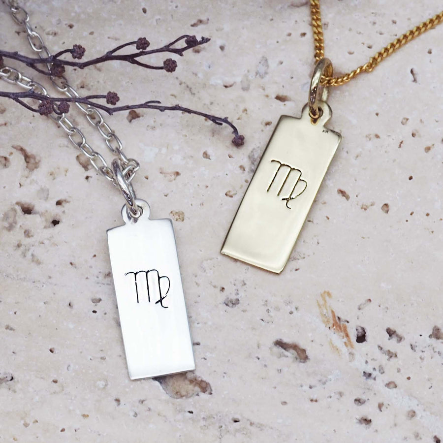 Zodiac Virgo Necklaces in sterling silver and gold - womens jewellery by australian jewellery brand indie and harper