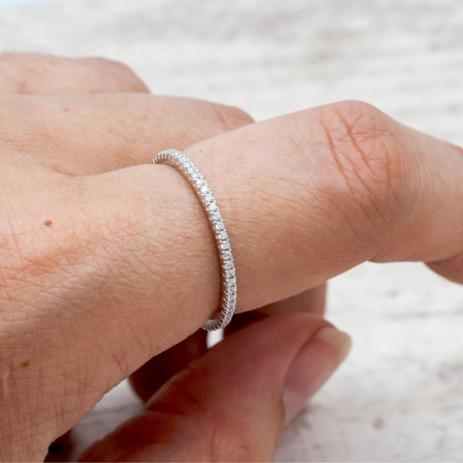 Dainty Sterling silver ring on finger - sterling silver promise rings and sterling silver jewellery by Australian jewellery brands online indie and harper 