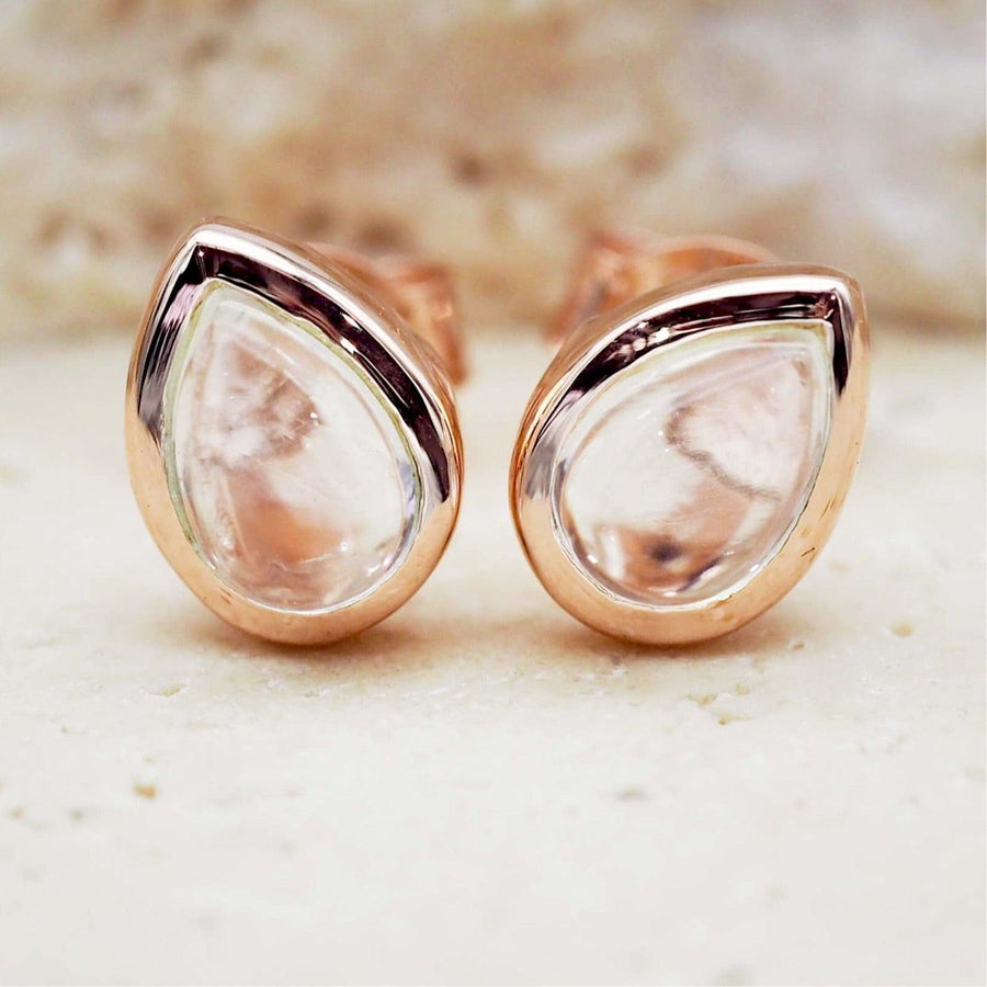 April Birthstone Herkimer Quartz earrings - Rose Gold Earrings by australian jewellery brand indie and harper