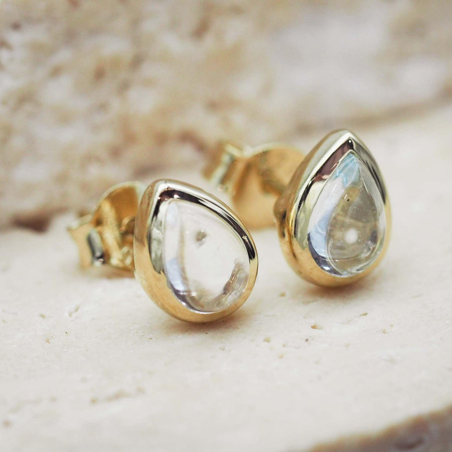 April Birthstone Herkimer Quartz earrings - Gold Earrings by australian jewellery brand indie and harper