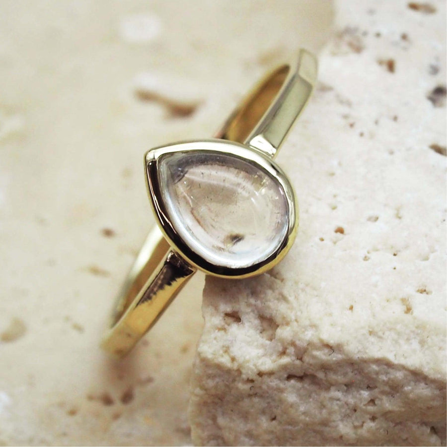 April Birthstone Herkimer Quartrz Ring - Gold Rings by australian jewellery brand indie and harper