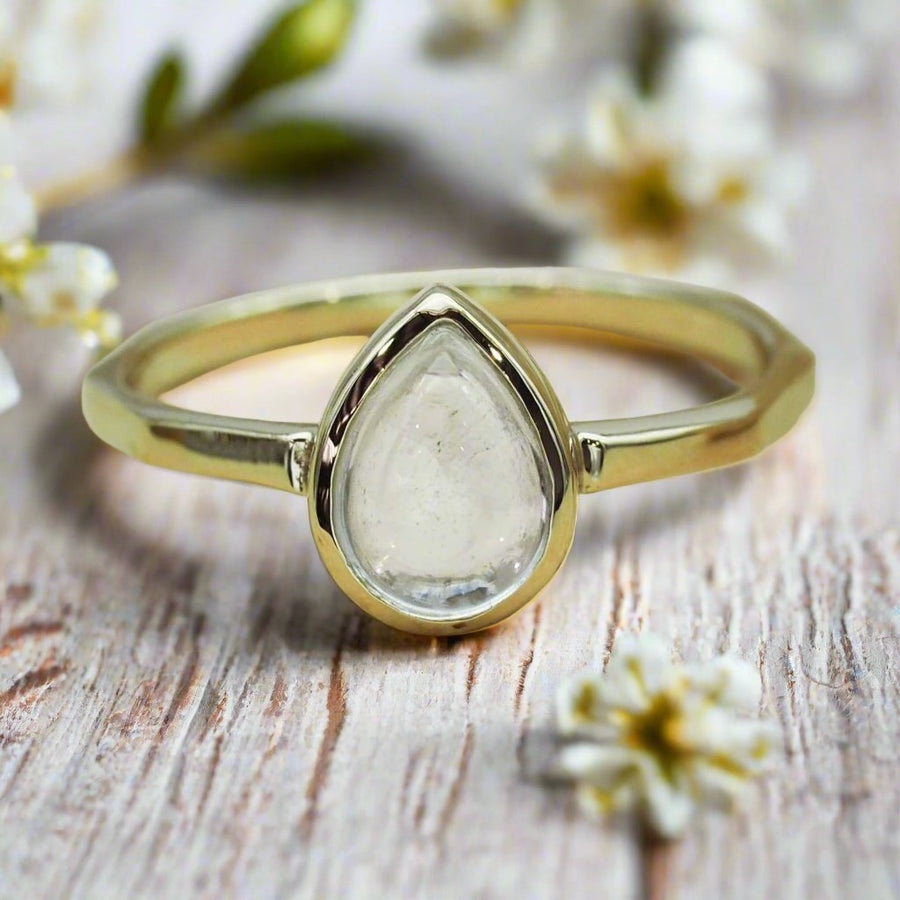 April Birthstone Herkimer Quartz Ring - Gold Rings by australian jewellery brand indie and harper