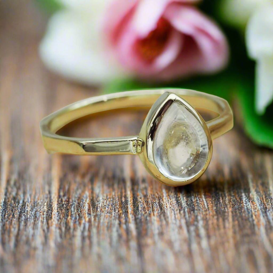 April Birthstone Herkimer Quartz Ring - Gold Rings by australian jewellery brand indie and harper