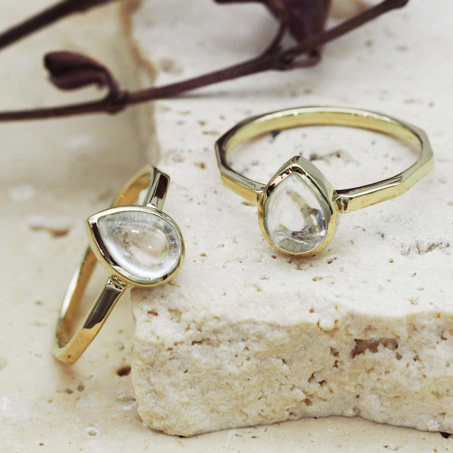 April Birthstone Herkimer Quartz Rings - Gold Rings by australian jewellery brand indie and harper