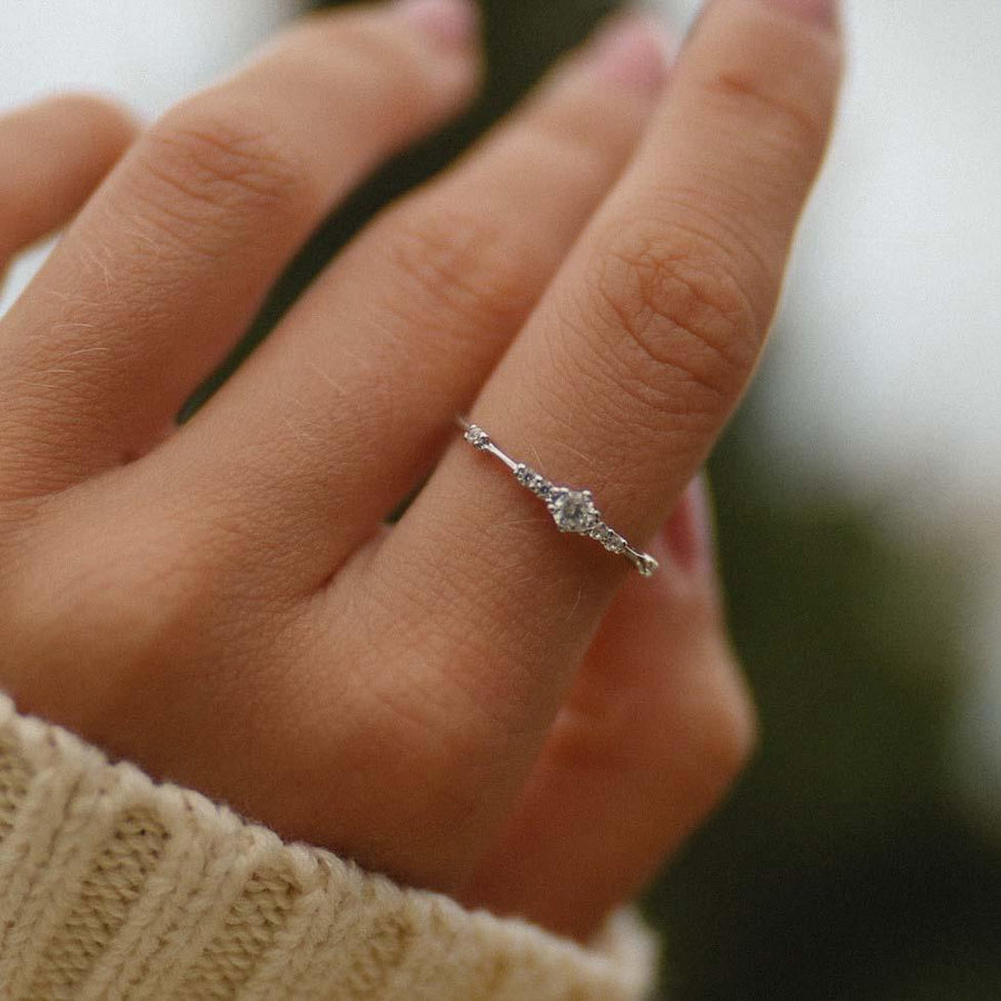 Dainty Sterling Silver Ring being worn - womens jewellery by Australian jewellery brands indie and harper