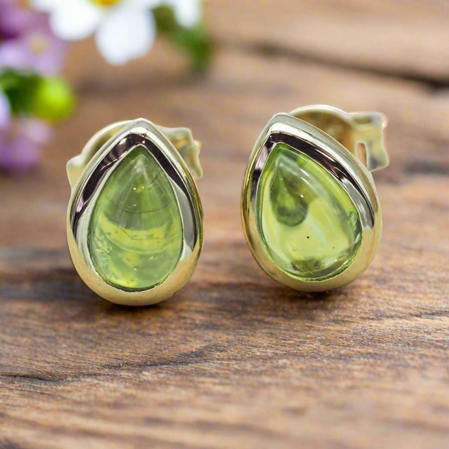 August Birthstone Peridot earrings - Gold Earrings by australian jewellery brand indie and harper