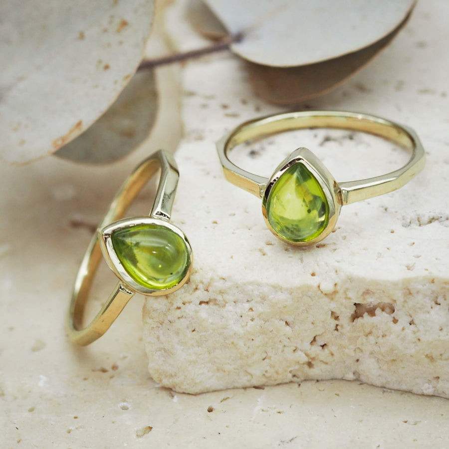 August Birthstone Peridot rings - Gold Rings by australian jewellery brand indie and harper