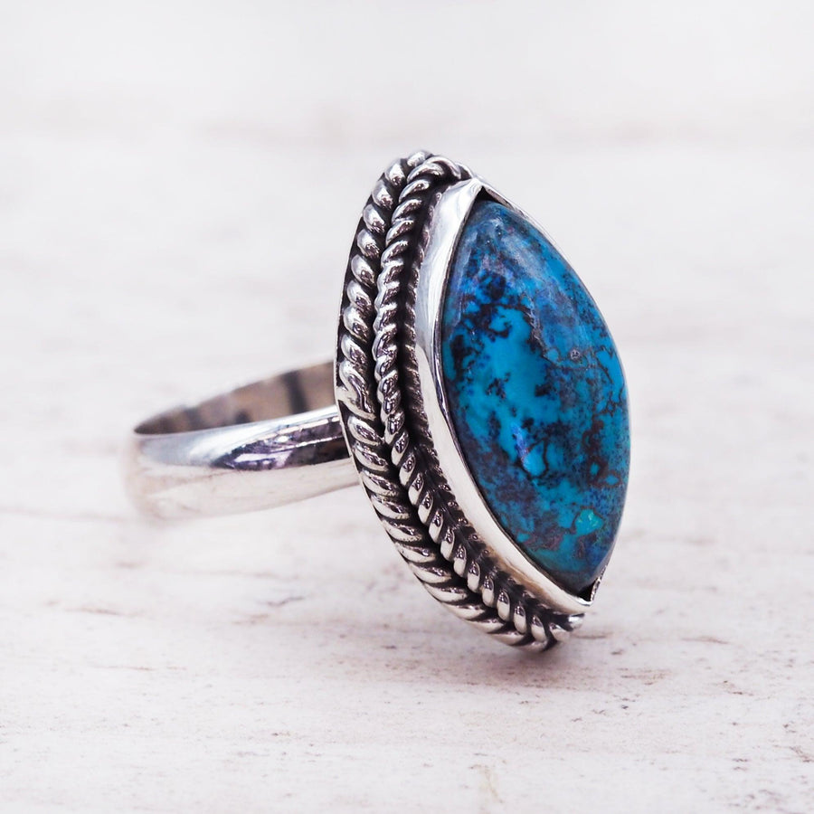 sterling silver azurite ring - womens gemstone jewellery australia - australian jewellery online