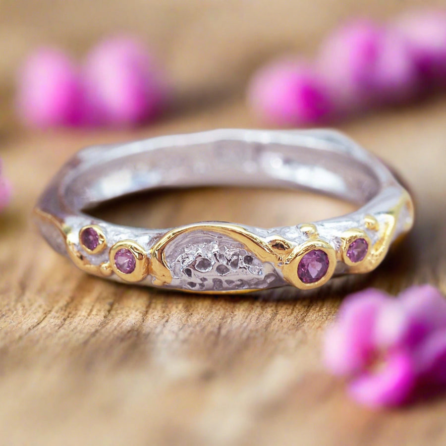 Bespoke Rhodolite Ring - womens gemstone jewellery by Australian jewellery brands indie and Harper