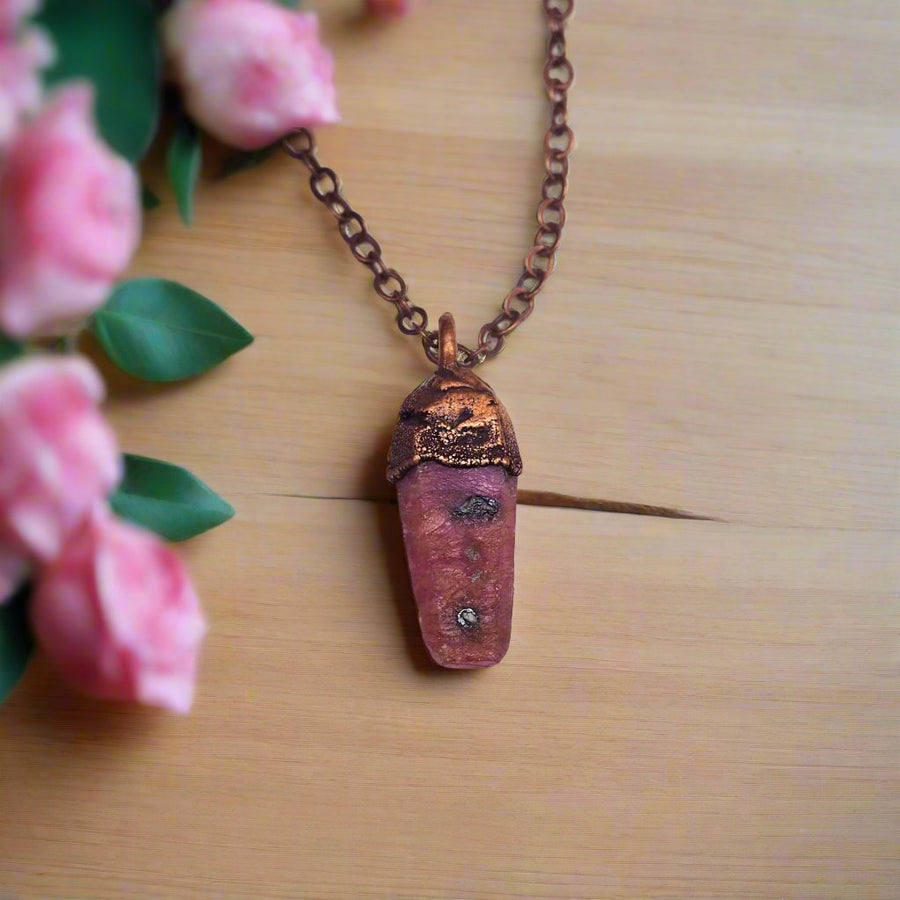 Copper and Raw Ruby Necklace - womens Ruby jewellery by boho jewelry brand indie and harper