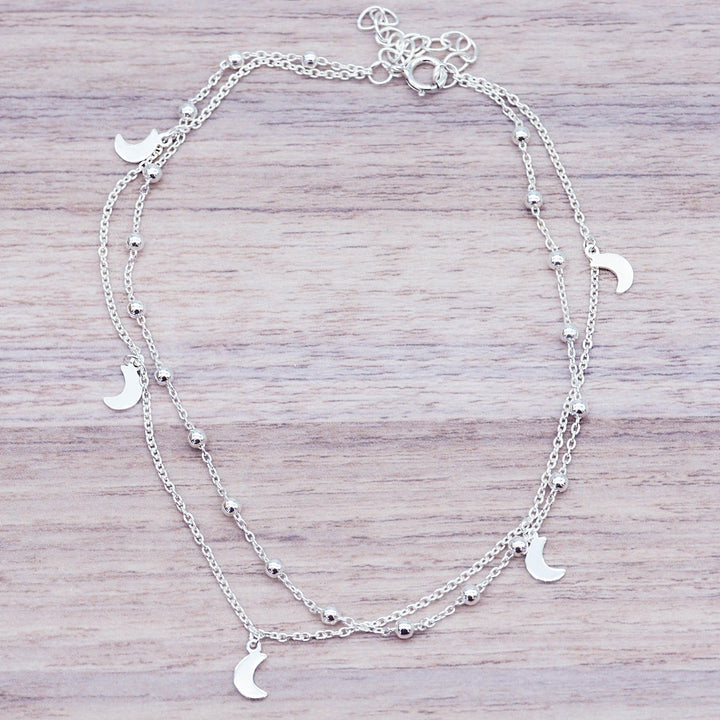 Sterling Silver Anklet with dainty crescent moons - Sterling silver jewellery by australian jewellery brands indie and harper