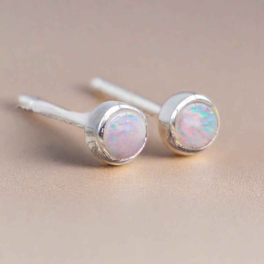 sterling silver Dainty Australian Opal Earrings - womens Australian opal jewellery by Australian jewellery brand indie and harper