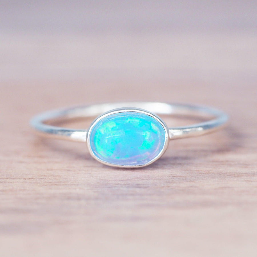 Dainty Blue Opal Ring - opal jewellery by womens jewelry online brand indie and harper