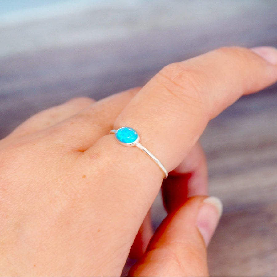 Dainty Blue Opal Ring - womens opal jewellery by australian jewellery brands indie and harper