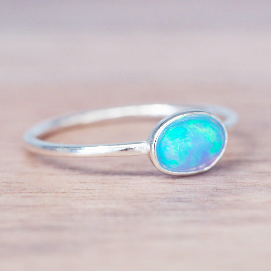 Dainty Blue Opal Ring - opal jewellery by womens jewelry online brand indie and harper