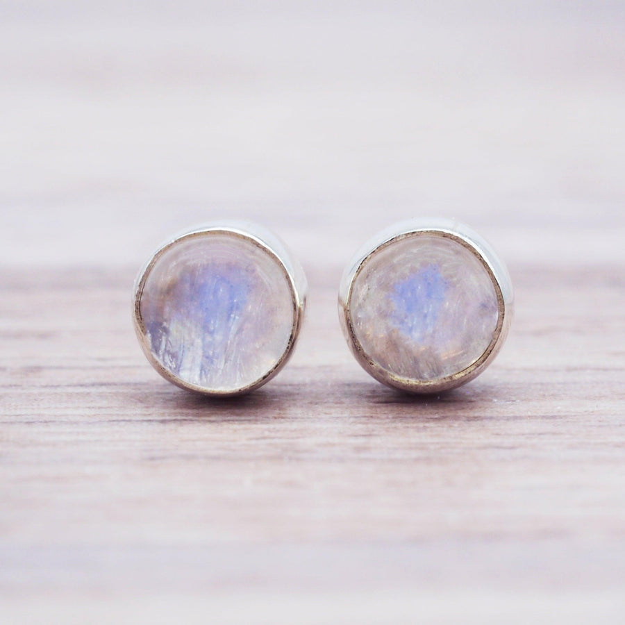 Dainty Moonstone earrings Studs - moonstone jewellery by womens jewelry brand indie and harper