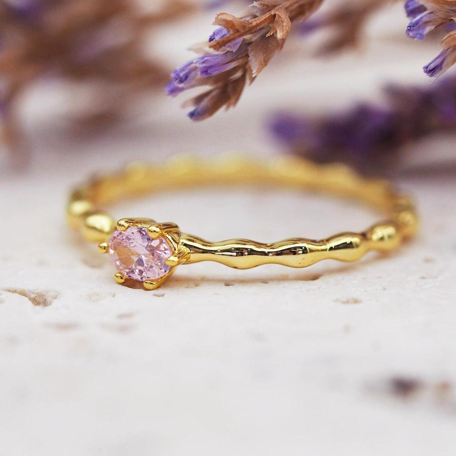 Dainty Rose Quartz Gold Ring - womens dainty gold jewellery by Australian jewellery brands online indie and harper