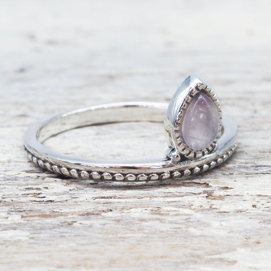 sterling silver dainty rose quartz Ring - Sterling silver promise rings and rose quartz jewellery by australian jewellery brands online indie and Harper