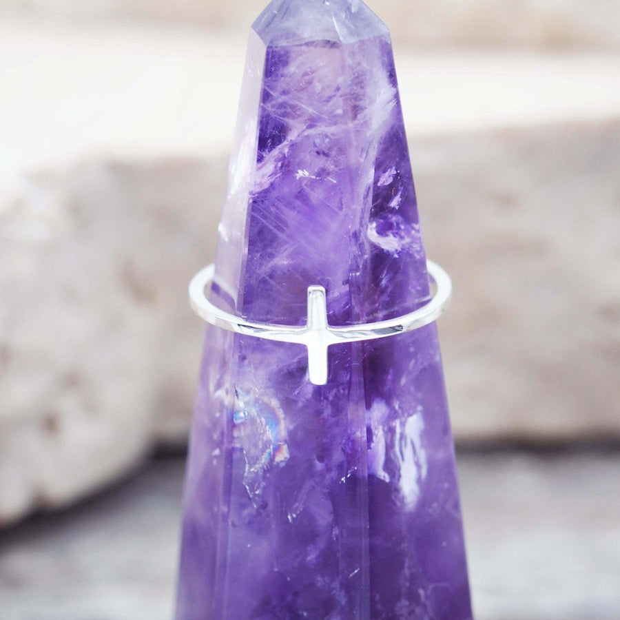 Sterling silver Ring on amethyst Crystal - womens jewellery by Australian jewellery brands indie and harper