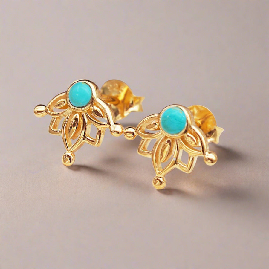 Dainty turquoise and Gold Earrings - womens gold jewellery by Australian jewellery brands online indie and harper 