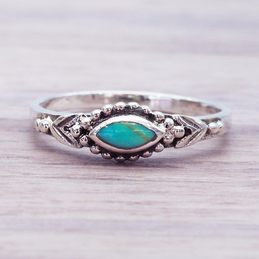 Dainty Turquoise Rings - Sterling silver ring by boho jewellery online brand indie and harper