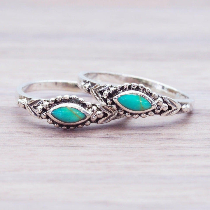 Dainty Turquoise Rings - sterling silver rings - boho jewellery indie and harper