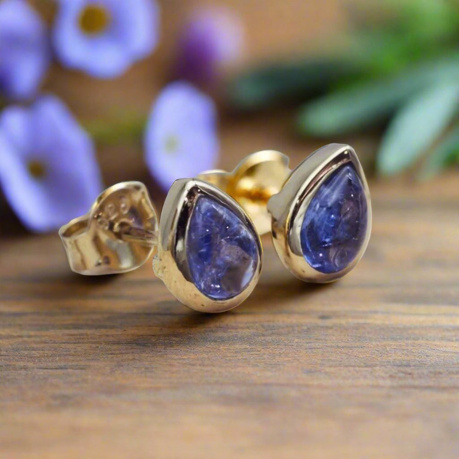 December Birthstone Tanzanite earrings - Gold jewellery by australian jewellery brand indie and harper