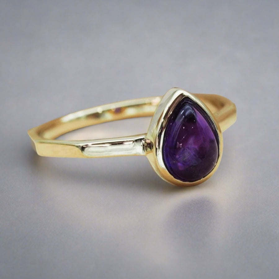 february birthstone gold amethyst ring - womens gold jewellery by Australian jewellery brands indie and Harper