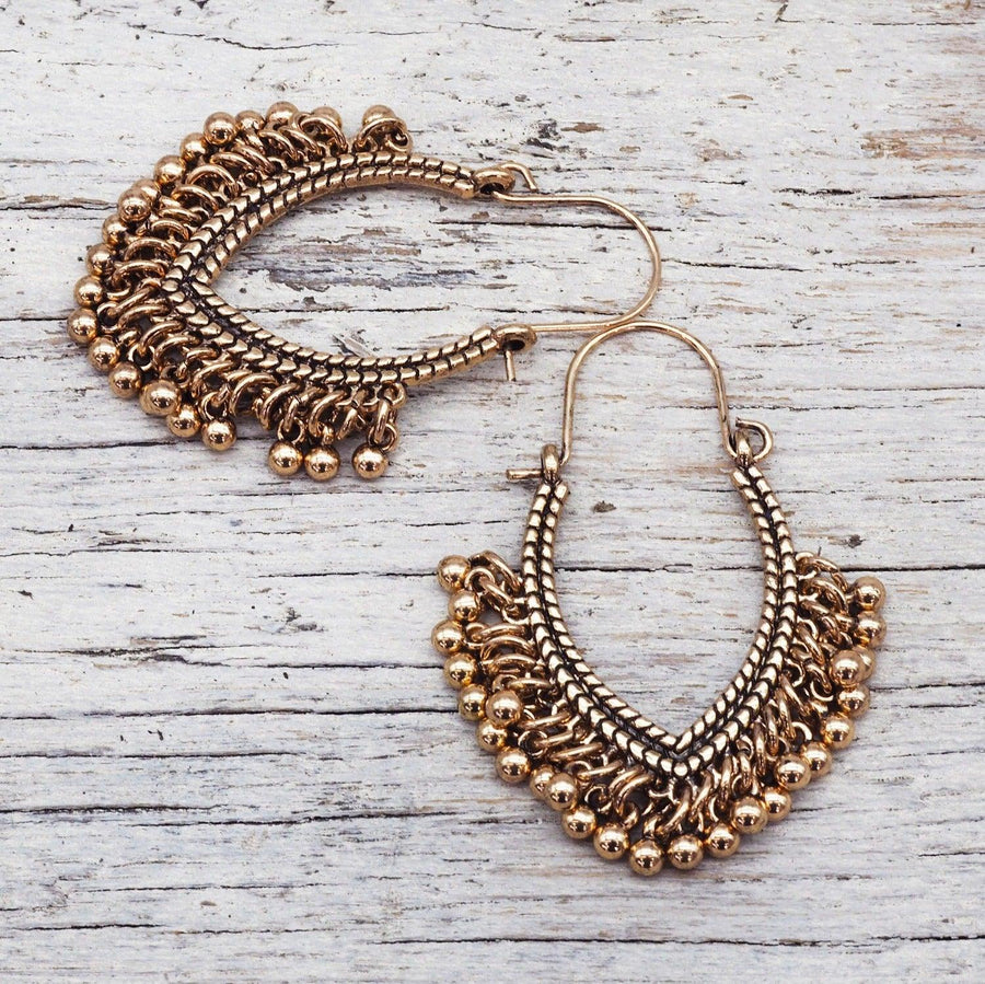 Gold Boho Earrings - womens boho jewelry by online jewelry brand indie and harper