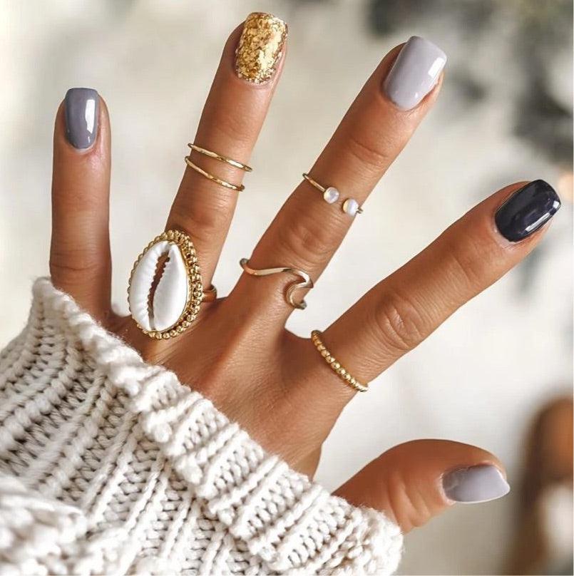 Hand wearing Gold Rings - womens gold jewellery by australian jewellery brands online indie and harper