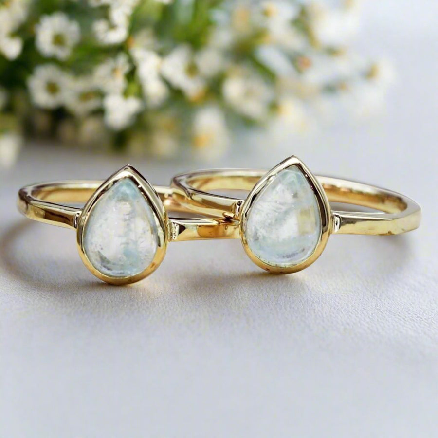 march birthstone gold aquamarine rings - womens jewelry by Australian jewellery brands indie and harper