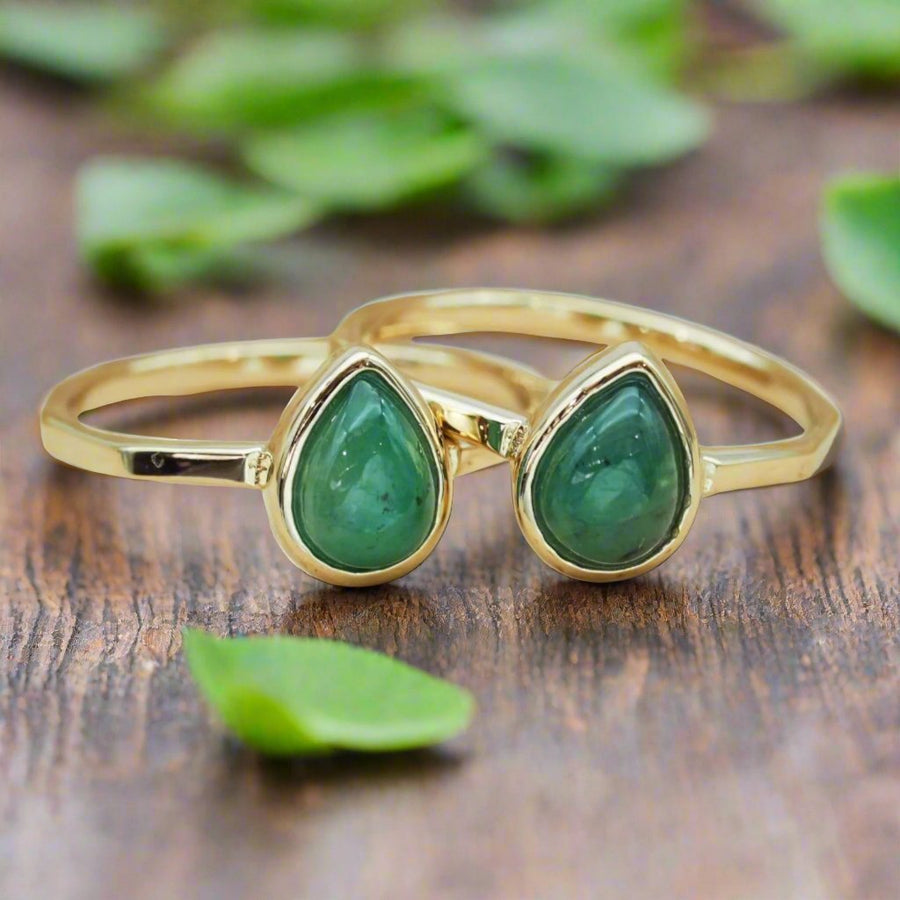 May birthstone Gold Emerald rings - May birthstone jewellery and emerald jewellery by australian jewellery brands indie and Harper 