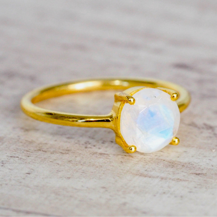 Gold Rainbow Moonstone Ring - womens jewellery by indie and harper
