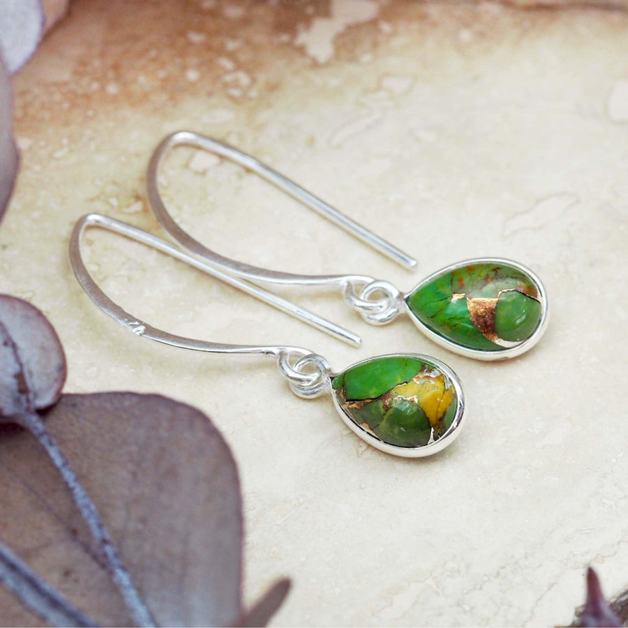 Green Turquoise Earrings - boho jewellery by australian jewellery brands online indie and harper