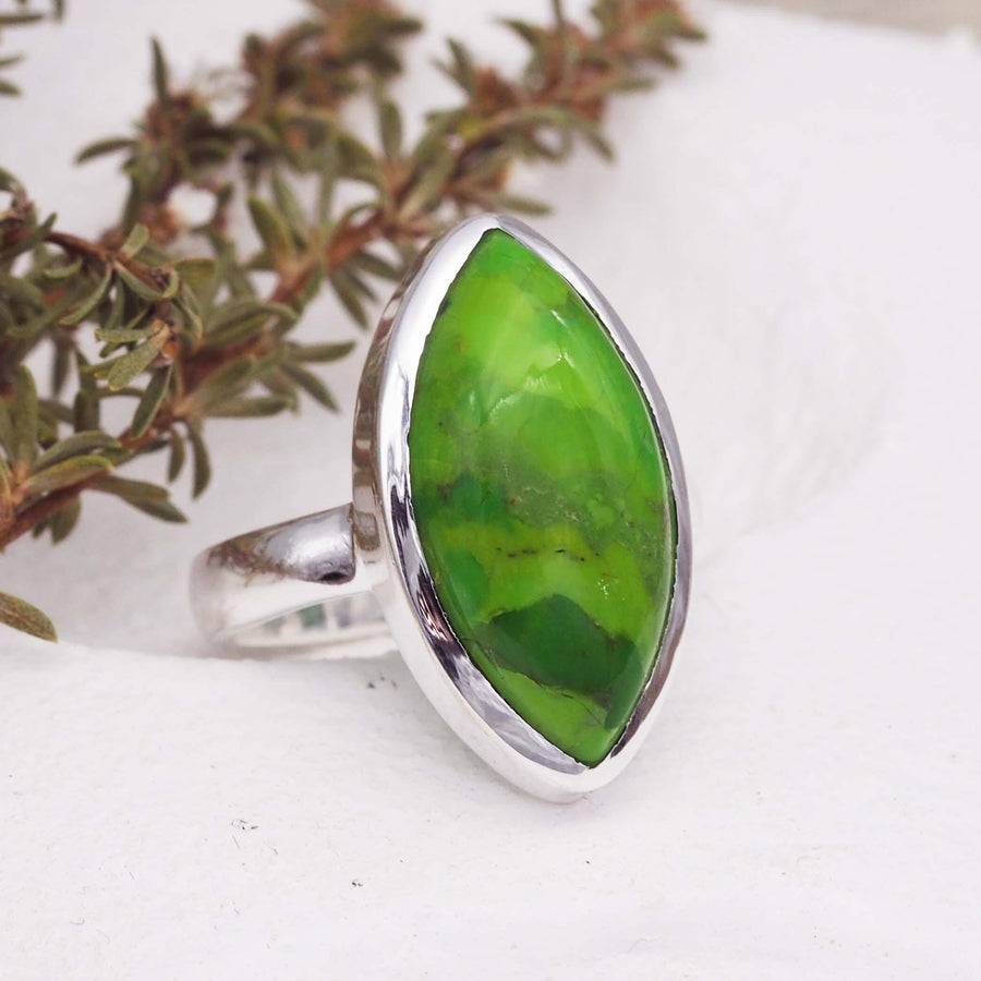 Green Turquoise Ring - boho jewellery by australian jewellery brand indie and harper