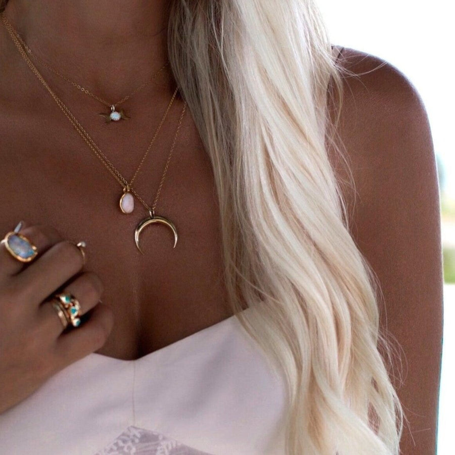 Woman wearing Gold Necklaces - womens gold jewellery australia by australian jewellery brands indie and harper