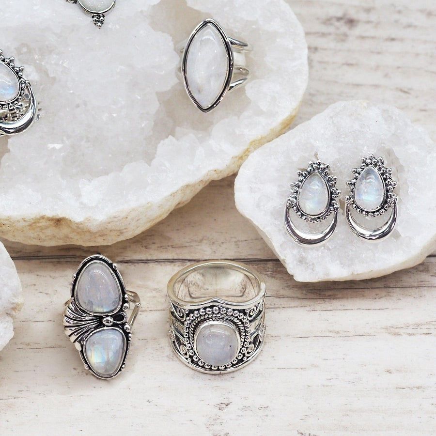 Sterling silver moonstone jewellery by Australian jewellery brands indie and harper