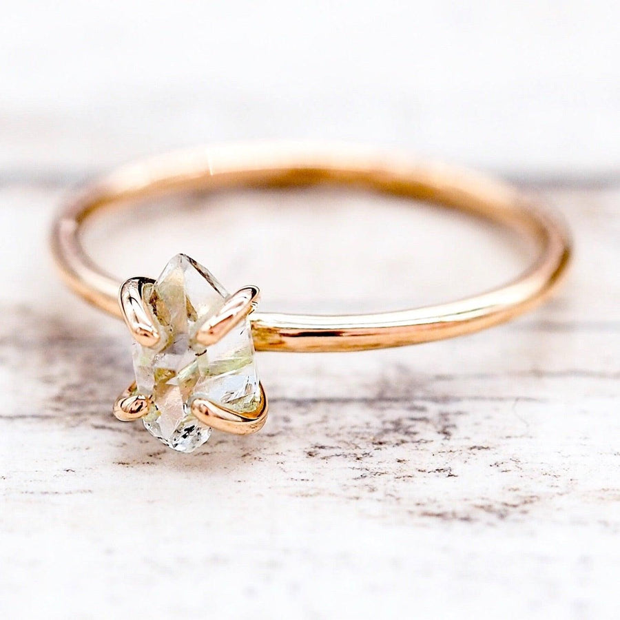 Solid 9ct Rose Gold Ring with herkimer quartz crystal - rose gold jewellery by Australian jewellery brands online indie and harper