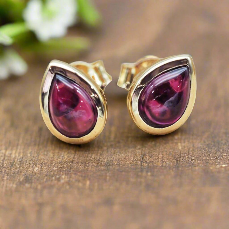 July Birthstone ruby earrings - Gold Earrings by australian jewellery brand indie and Harper