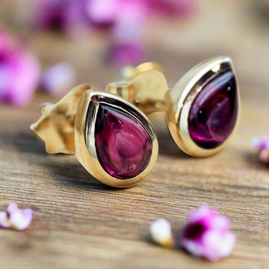 July Birthstone ruby earrings - Gold Earrings by australian jewellery brand indie and Harper