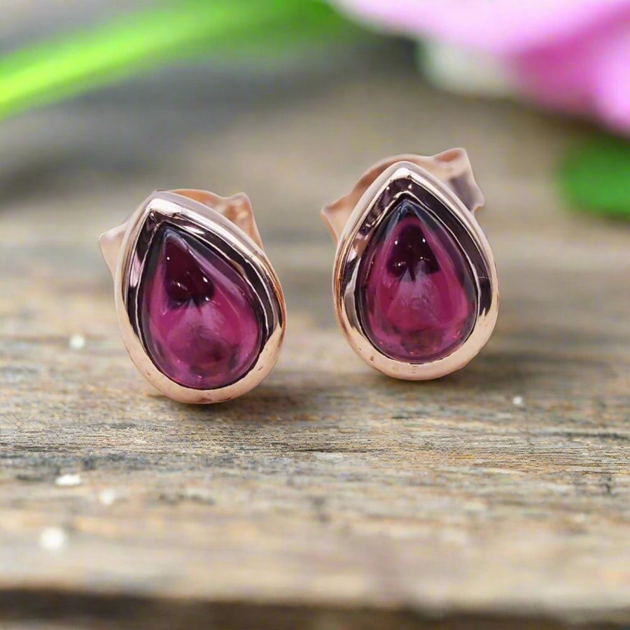 July Birthstone ruby earrings - July Rose Gold Earrings by australian jewellery brand indie and Harper