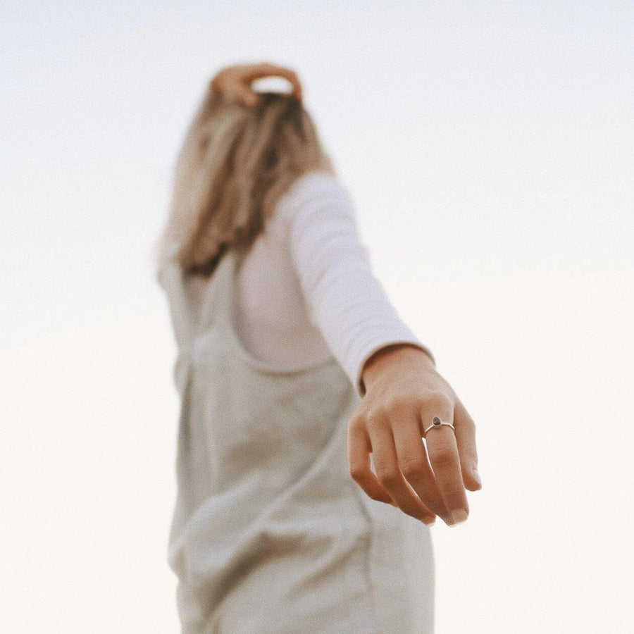 women wearing july birthstone ruby ring - womens jewellery by australian jewellery brand indie and harper