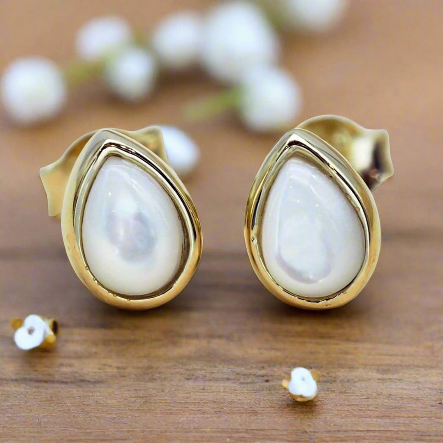 June Birthstone Pearl earrings - Gold Earrings by australian jewellery brand indie and harper