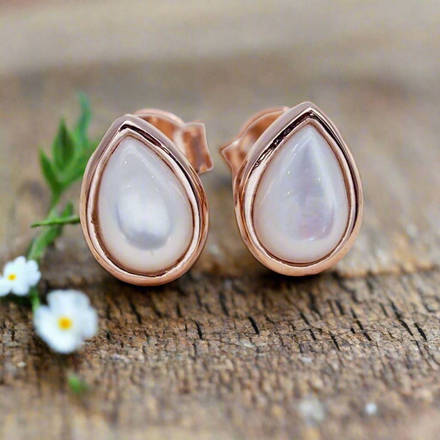 June Birthstone Pearl earrings  - Rose Gold Earrings by australian jewellery brand indie and harper