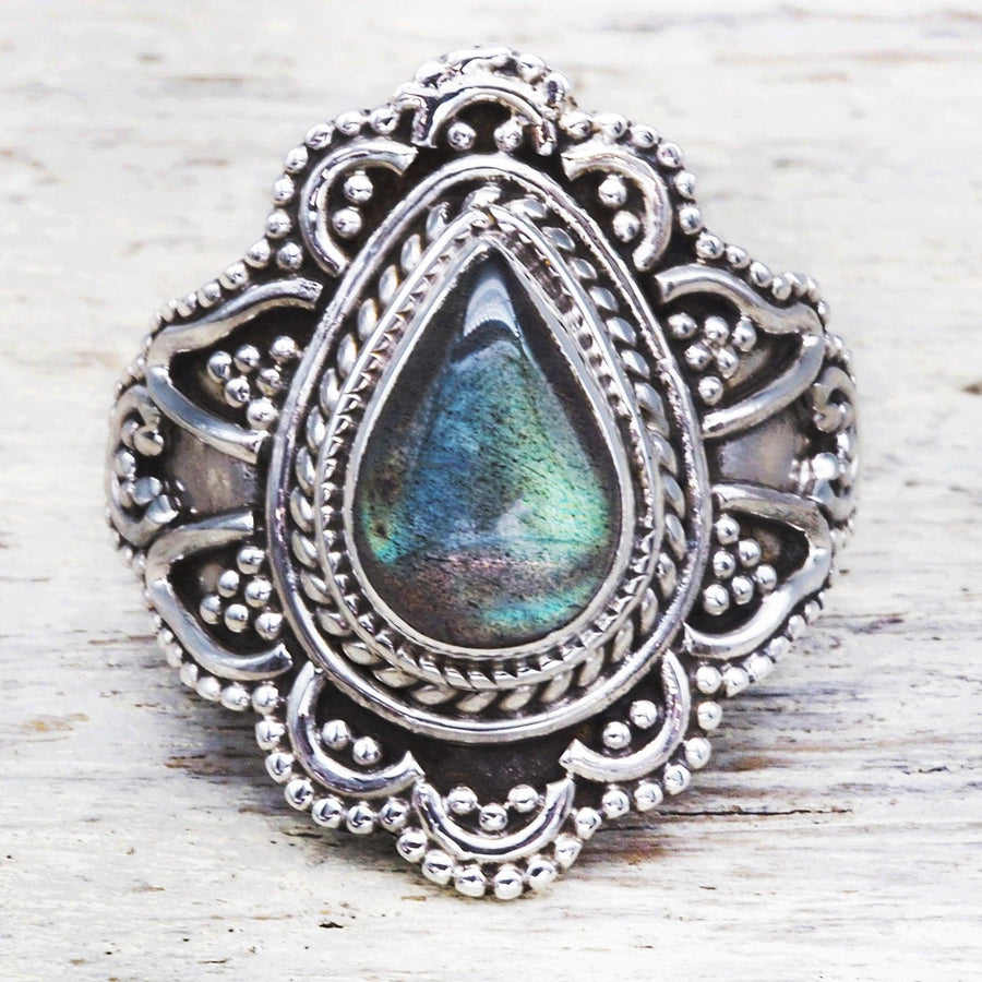 sterling silver labradorite ring - boho jewelry by womens jewellery brand indie and Harper 