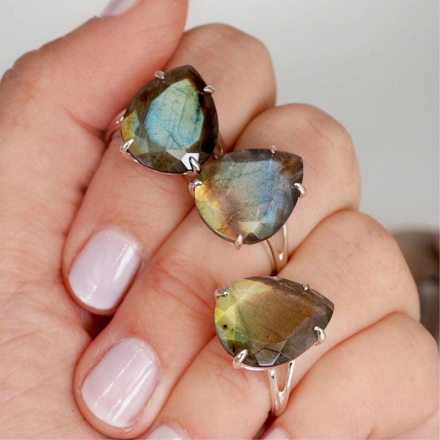 sterling silver labradorite rings - gemstone jewellery by Australian jewellery brands indie and harper