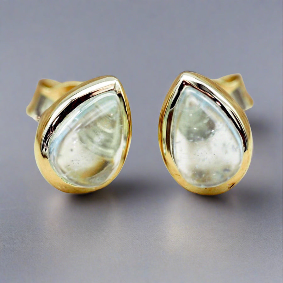 March Birthstone gold Aquamarine Earrings - womens jewellery by Australian jewellery brands indie and harper